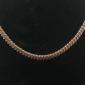 14k Yellow Gold and 3cttw Diamond Vintage Tennis Necklace 16"