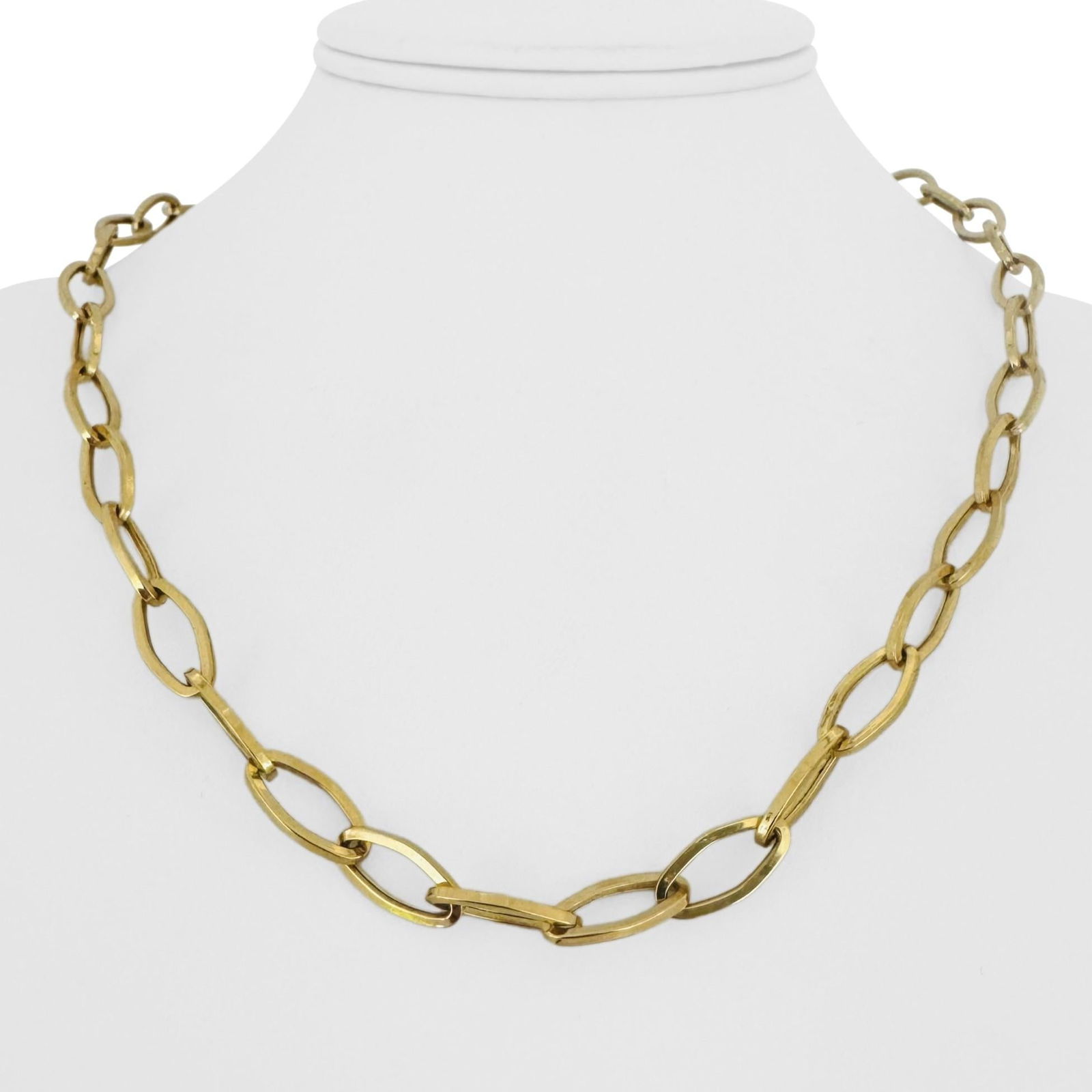 18k Yellow Gold Hollow Light Rhombus Link Chain Necklace Italy 20" (1 of 7)