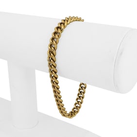 18k Yellow Gold Semi Solid Curb Link Bracelet Italy 7.25"