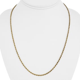 18k Yellow Gold Hollow Light Milor Rope Chain Necklace Italy 20"