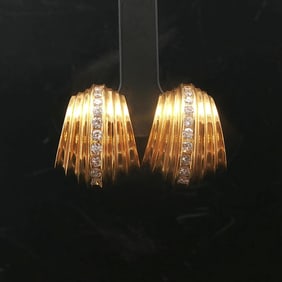 18k Yellow Gold and 0.90cttw Diamond Vintage Huggie Earrings