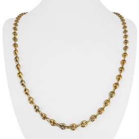 18k Yellow White and Rose Gold Puffy Gucci Link Necklace Italy 24"