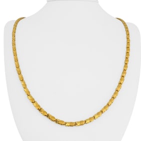 24k Pure Yellow Gold Solid Diamond Cut Fancy Link Chain Necklace 24"