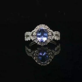 Effy 14k White Gold 1.5ct Tanzanite and 0.75cttw Diamond Halo Ring Size 7