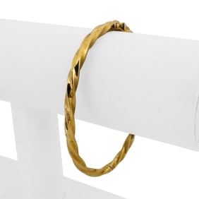 Roberto Coin 18k Yellow Gold Vintage Spiral Oval Bangle Bracelet Italy 7"