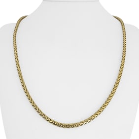 10k Yellow Gold Hollow Light Wheat Link Chain Nec