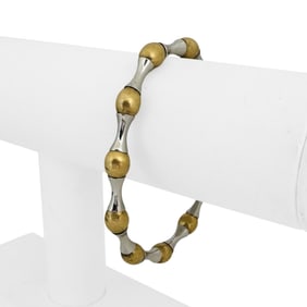 14k White and Yellow Gold Ladies Bar and Ball Lin