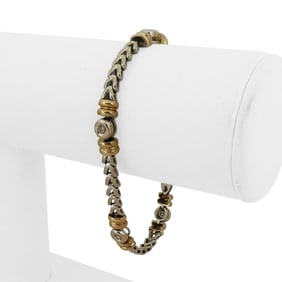 14k White and Yellow Gold Bezel Set Diamond Stati