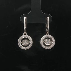 14k White Gold and 1cttw Diamond Floating Dangle