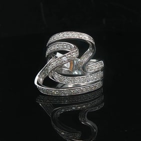 14k White Gold and 1cttw Diamond Large Fancy Swir