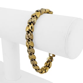 14k Yellow and White Gold Thick Puffed Fancy Link