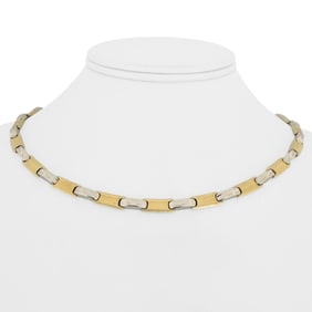 14k Yellow and White Gold Ladies Two Tone Bar Lin