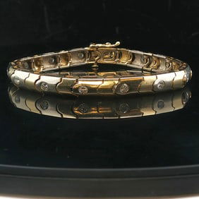 14k Yellow and White Gold 1cttw Diamond Scalloped