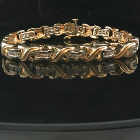 14k Yellow and White Gold 1cttw Diamond Solid X L