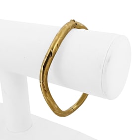 14k Yellow Gold Diamond Cut Curved Bangle Bracele