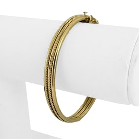 14k Yellow Gold Ladies Rope Design Bangle Bracele