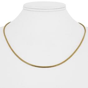 14k Yellow Gold Solid Thin Round Snake Link Neckl