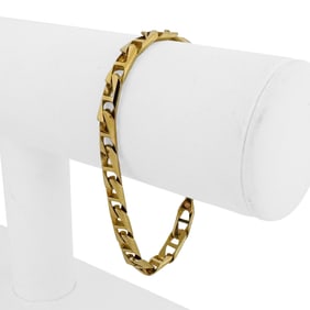 14k Yellow Gold Solid Ladies Squared Mariner Link