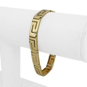 14k Yellow Gold Solid Polished Greek Key Panel Li