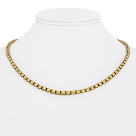 14k Yellow Gold Solid Vintage Box Link Chain Neck