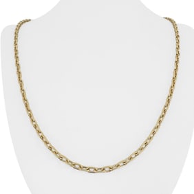 14k Yellow Gold Solid Oval Cable Link Chain Neckl