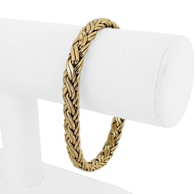 14k Yellow Gold Thick Polished Flattened Braided