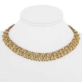 14k Yellow Gold Ladies Fancy Bismark Link Necklac