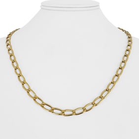 14k Yellow Gold Solid Heavy Oval Curb Link Chain