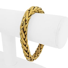 14k Yellow Gold Thick Heavy Wheat Link Bracelet I