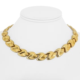 14k Yellow Gold Ladies Thick Fancy Link Necklace