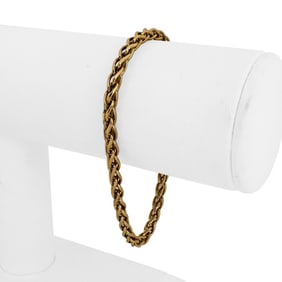 14k Yellow Gold Hollow Ladies Wheat Link Bracelet