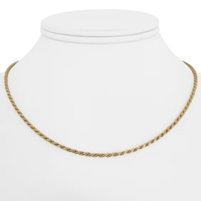 14k Yellow Gold Solid Thin Rope Chain Necklace It