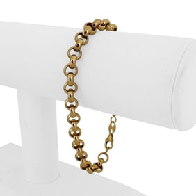 14k Yellow Gold Hollow Light Rolo Link Bracelet I