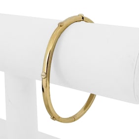 14k Yellow Gold Hollow Ladies Screw Motif Bangle