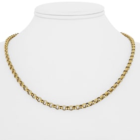14k Yellow Gold Hollow Ladies Rolo Link Chain Nec