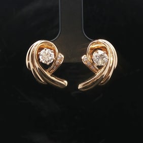 14k Yellow Gold and 0.75cttw Diamond Stud Earring