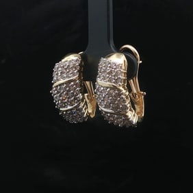 14k Yellow Gold and 2cttw Diamond Huggie Earrings