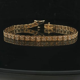 14k Yellow Gold and 2cttw Diamond Squared Tennis