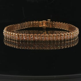 14k Yellow Gold and 2cttw Solid Heavy Fancy Link