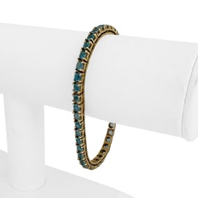 14k Yellow Gold and 7.2cttw Blue Topaz Solid Tenn