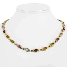 14k Yellow Gold and Bezel Set Multi Gemstone Ladi