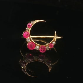 14k Yellow Gold Ruby and Diamond Victorian Conver