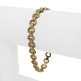 14k Yellow White and Rose Gold Ladies Fancy Link