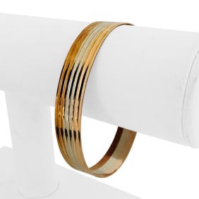 14k Yellow White and Rose Gold Vintage Flex Cuff