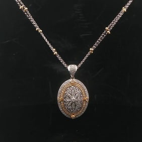 18k White and Yellow Gold 1.25cttw Diamond Locket