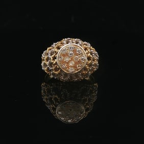 18k Yellow and White Gold 0.25cttw Diamond Vintag