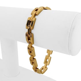 18k Yellow Gold Vintage Textured Bar Link Bracele