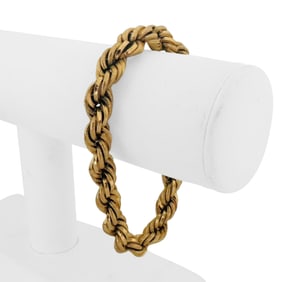 18k Yellow Gold Vintage Ladies Thick Rope Bracele