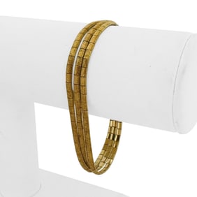 18k Yellow Gold Vintage Satin Finish Three Strand