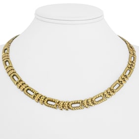 18k Yellow Gold Vintage Ladies Fancy Link Necklac